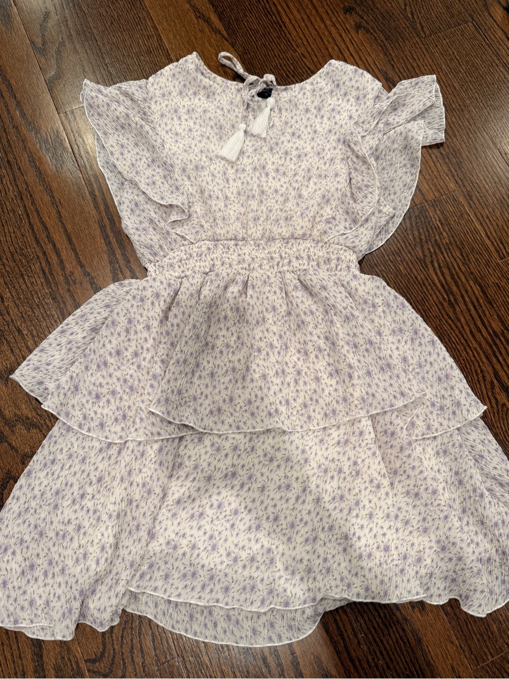 Girls' Lavender Floral Tiered Ruffle Dress like loveshackfancy